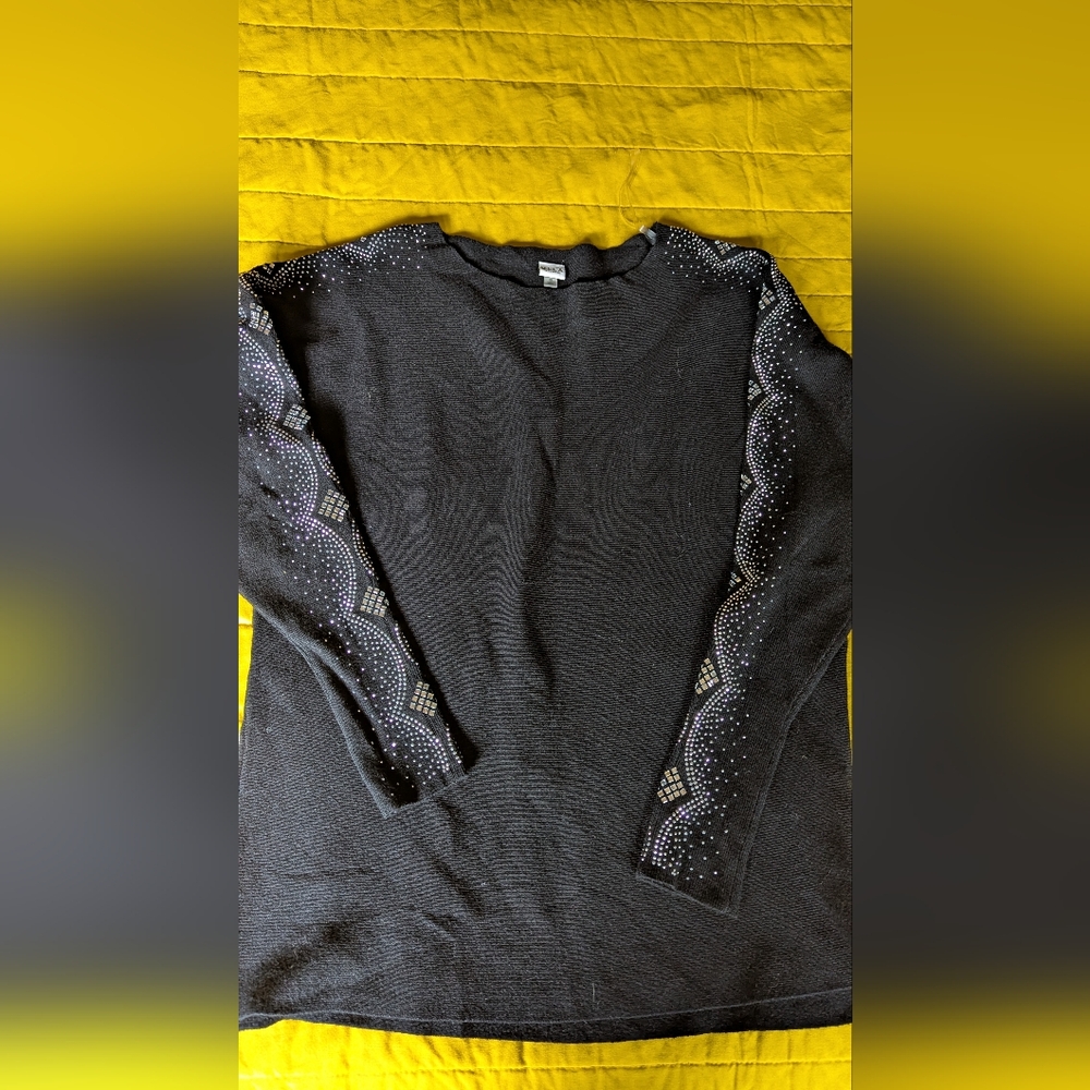 Vila Milano Elgant Black Long Sleeve Top Size Small